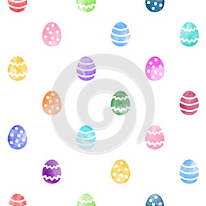 Watercolor Easter, Paschal eggs seamless vector pattern